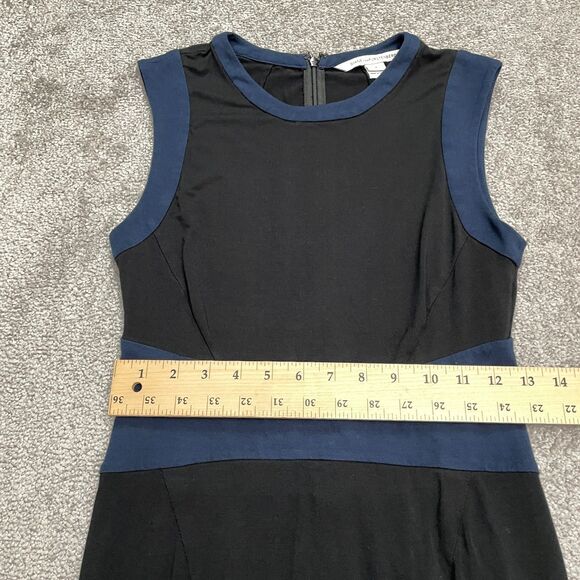 Diane Von Furstenberg DVF Midi Sheath Dress Womens 4 Black Blue Sleeveless NWOT - Picture 12 of 14